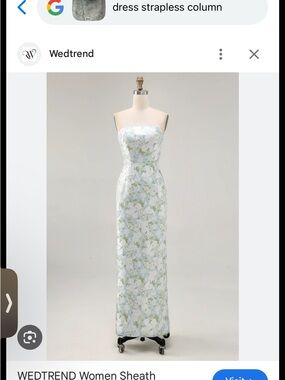 Wedtrend Strapless Floral Sheath Wedding Dress in Pale Blue and Light Green